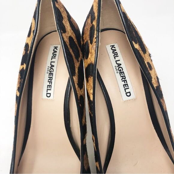 KARL LAGERFELD | Clari5 Leopard Animal Print Block Heel Pumps Women’s Size 8 - Picture 9 of 10